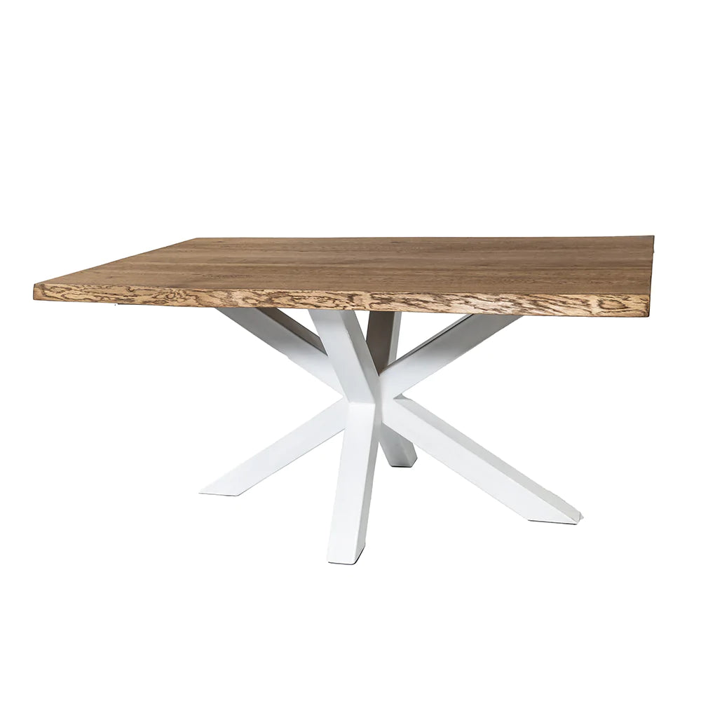 Solid Oak Dining Table Brown / Star Frame White / Strachel A.F.