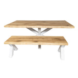 Solid Oak Dining Table Natural / Star Frame White / Matching Bench / Strachel A.F.