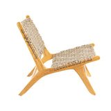 Teak Wood Rope Seat Easy Lounge Chair Indoor/Outdoor