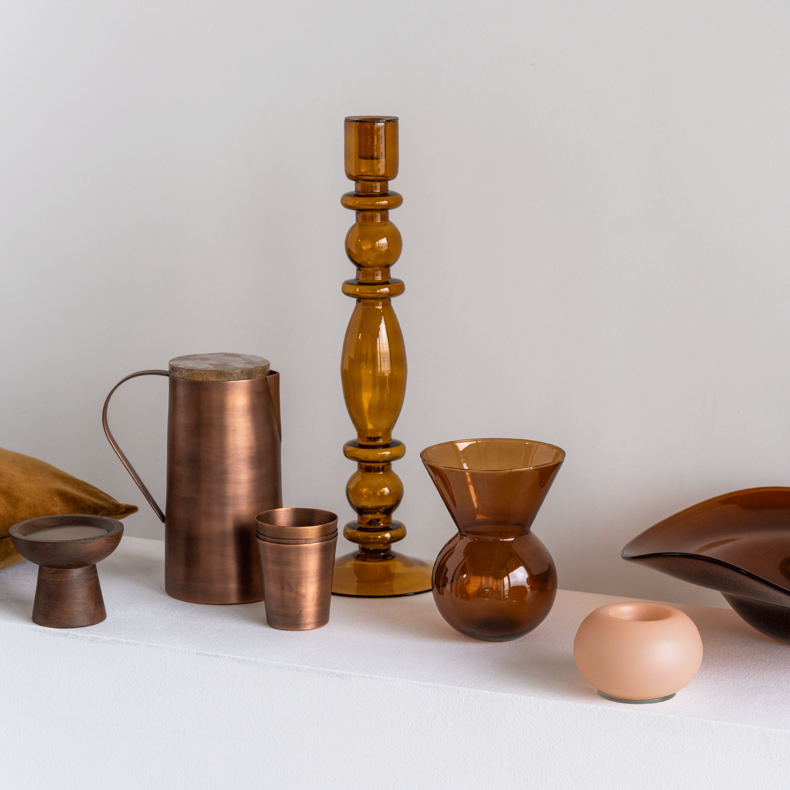 Candle Holder Bottle Brown