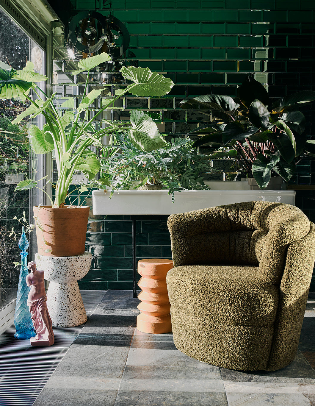 HKliving Stoneware Side Table Terra