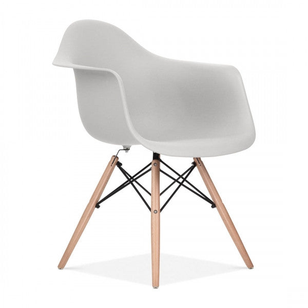 Charles Ray Eames Style DAW Arm Chair - Light Grey