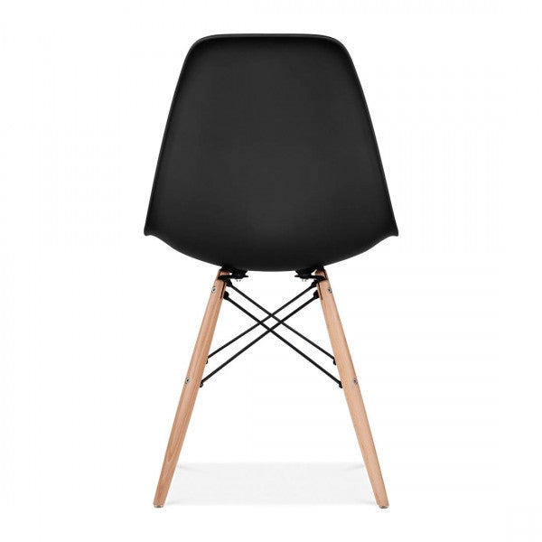 Charles Ray Eames Style DSW Side Chair  Black - Natural Legs