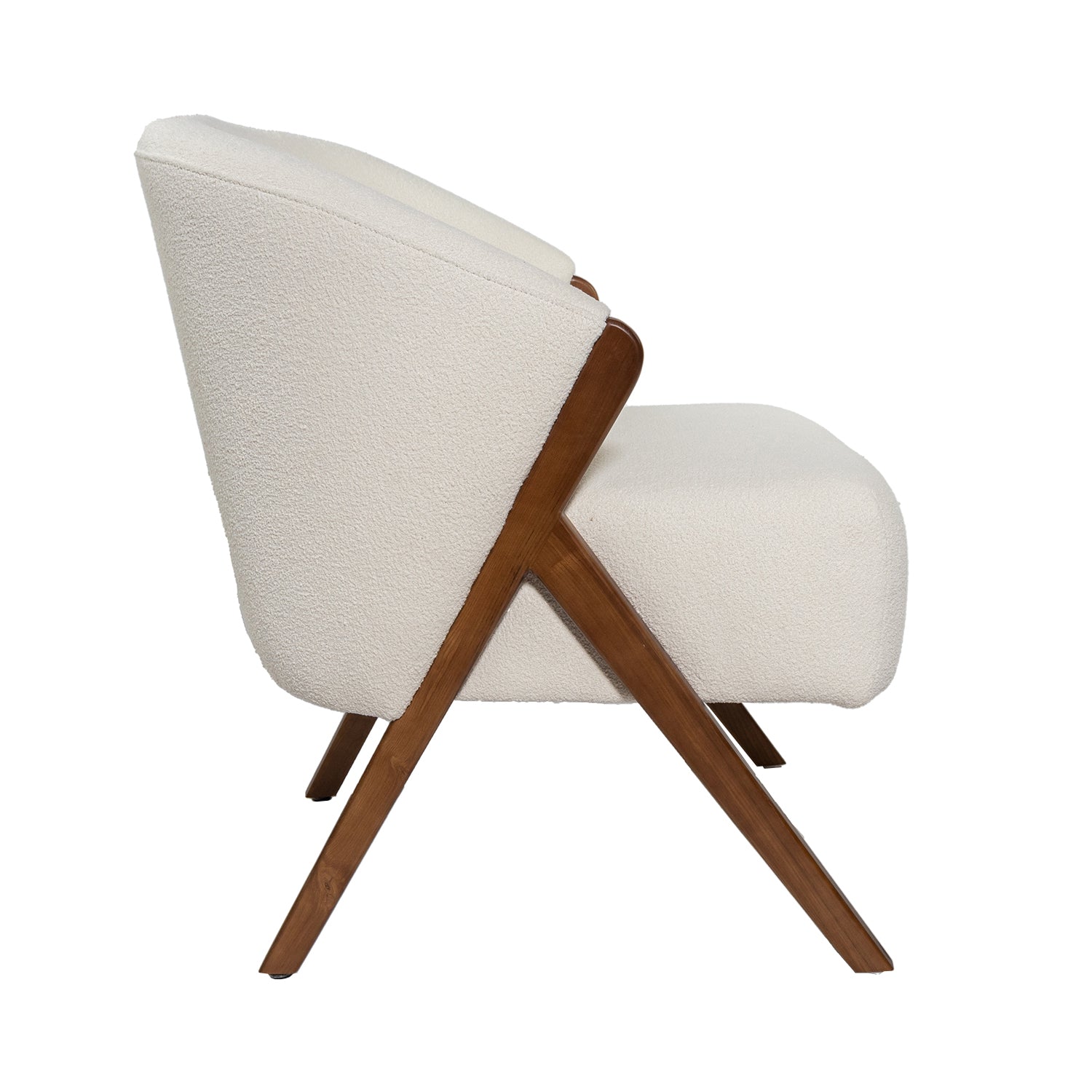 Sherpa Style Boucle Chair / Walnut Legs