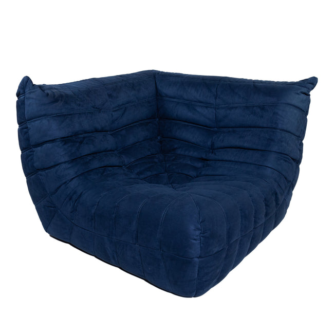 Togo Style Sofa Marine Blue Suede Corner