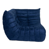 Togo Style Sofa Marine Blue Suede Corner