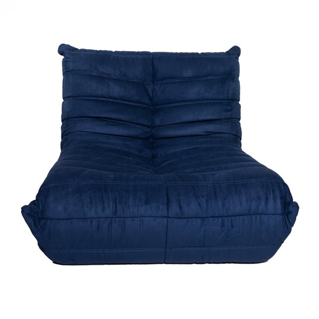 Togo Style Sofa Marine Blue Suede 1 Seater