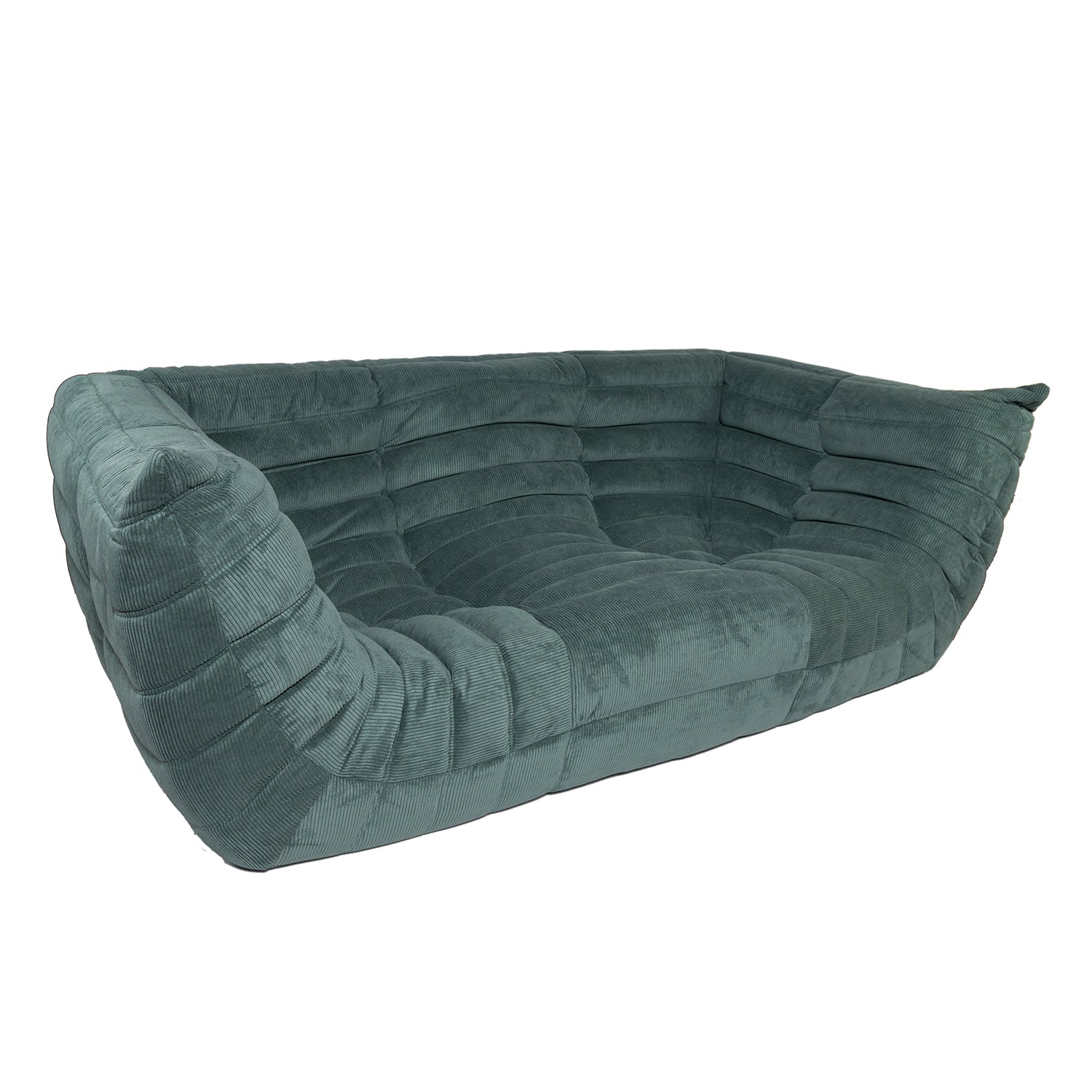 Togo Style Sofa Teal Corduroy