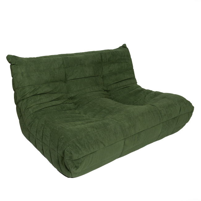 Togo Style Sofa Green Suede 2 Seater