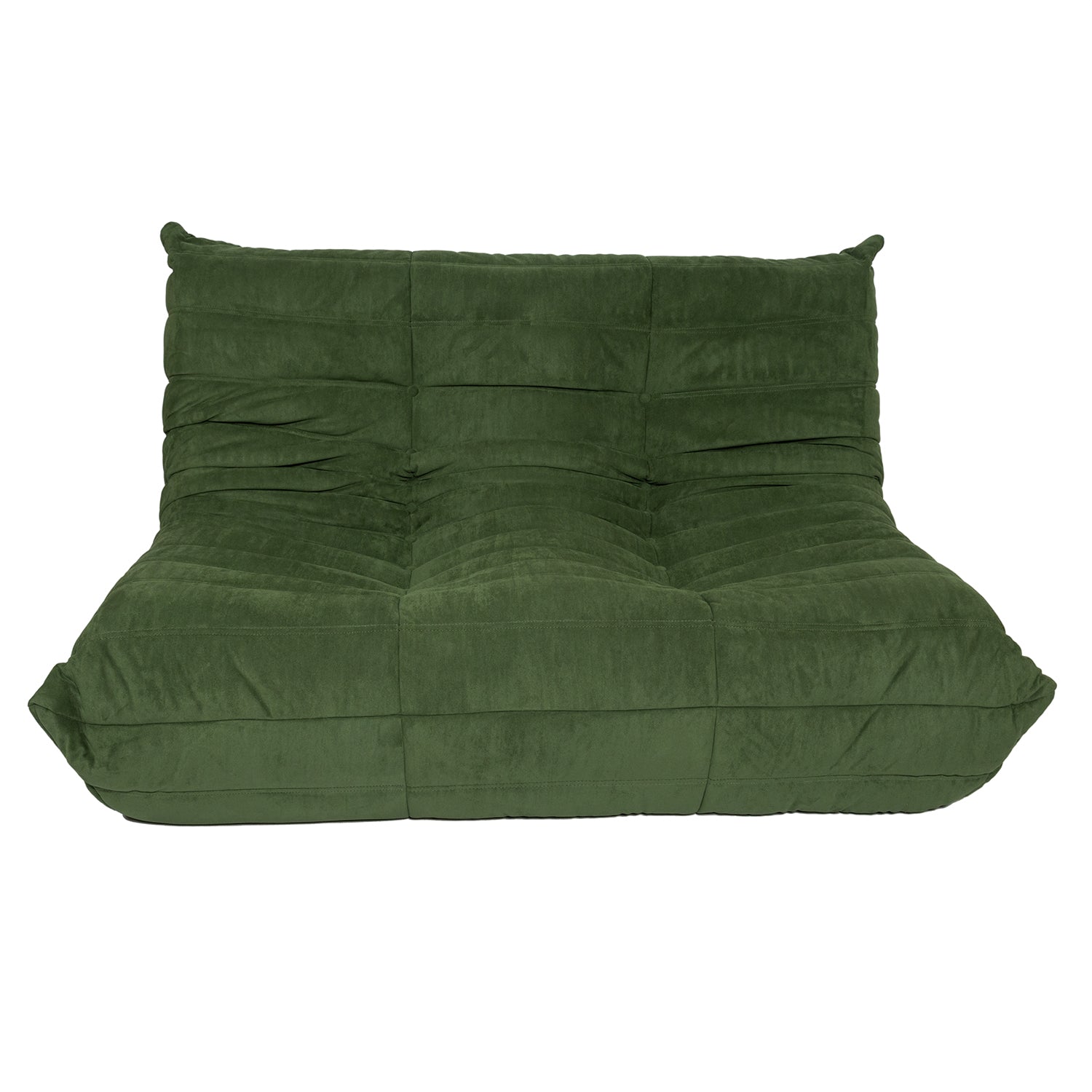 Togo Style Sofa Green Suede 2 Seater