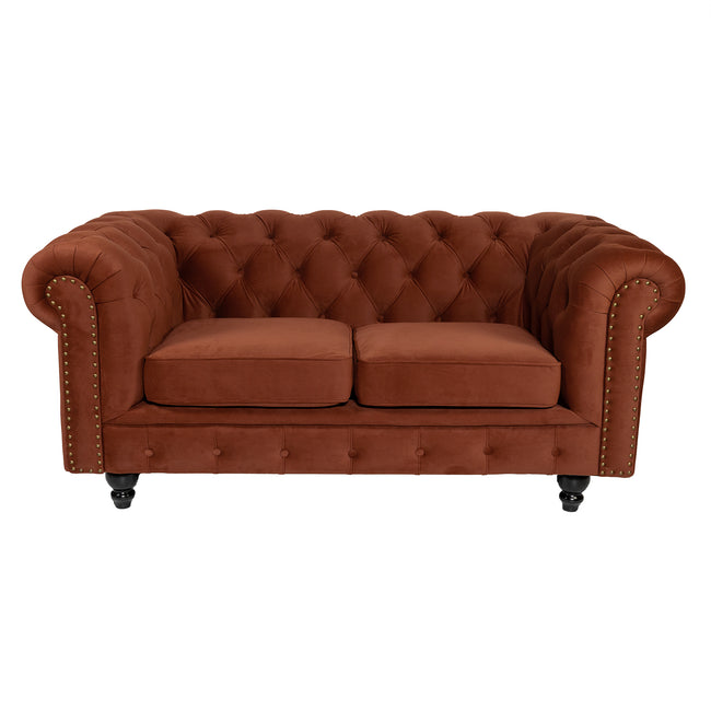 2 Seater Chesterfield Sofa Burned Orange