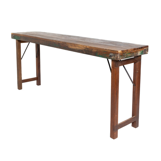 Wooden Antique Folding Console Table Brown