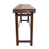Wooden Antique Folding Console Table Brown