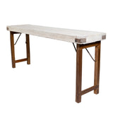 Wooden Antique Folding Console Table Whitewashed