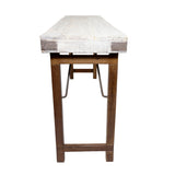 Wooden Antique Folding Console Table Whitewashed
