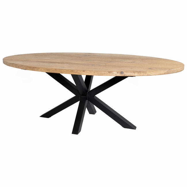 Solid Oak Oval Table / Metal Black Star Frame by Strachel A.F.
