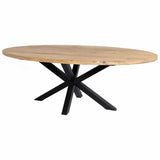 Solid Oak Oval Dining Table / Metal Black Star Frame by Strachel A.F.