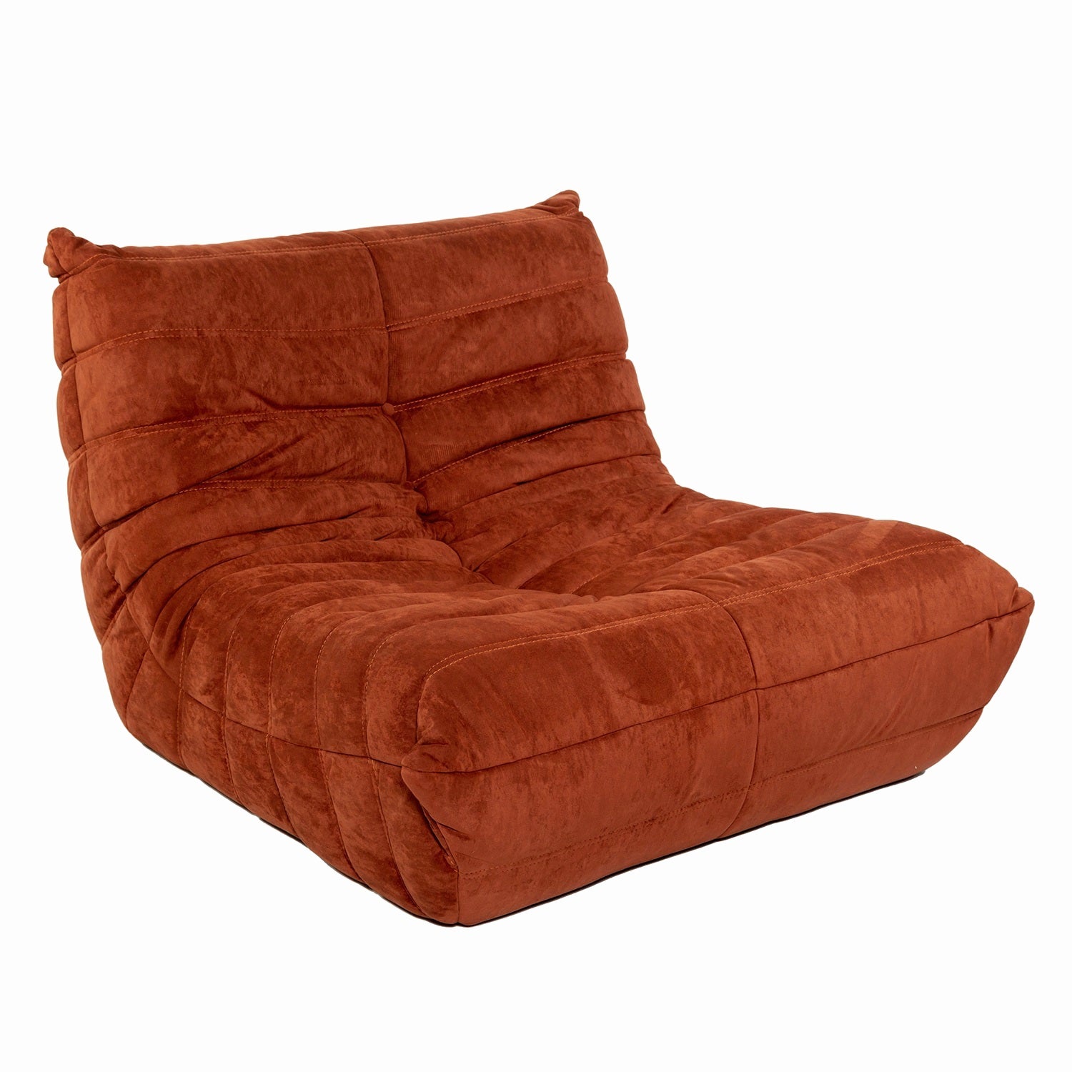 Togo Style Sofa Brick Red Suede 1 Seater