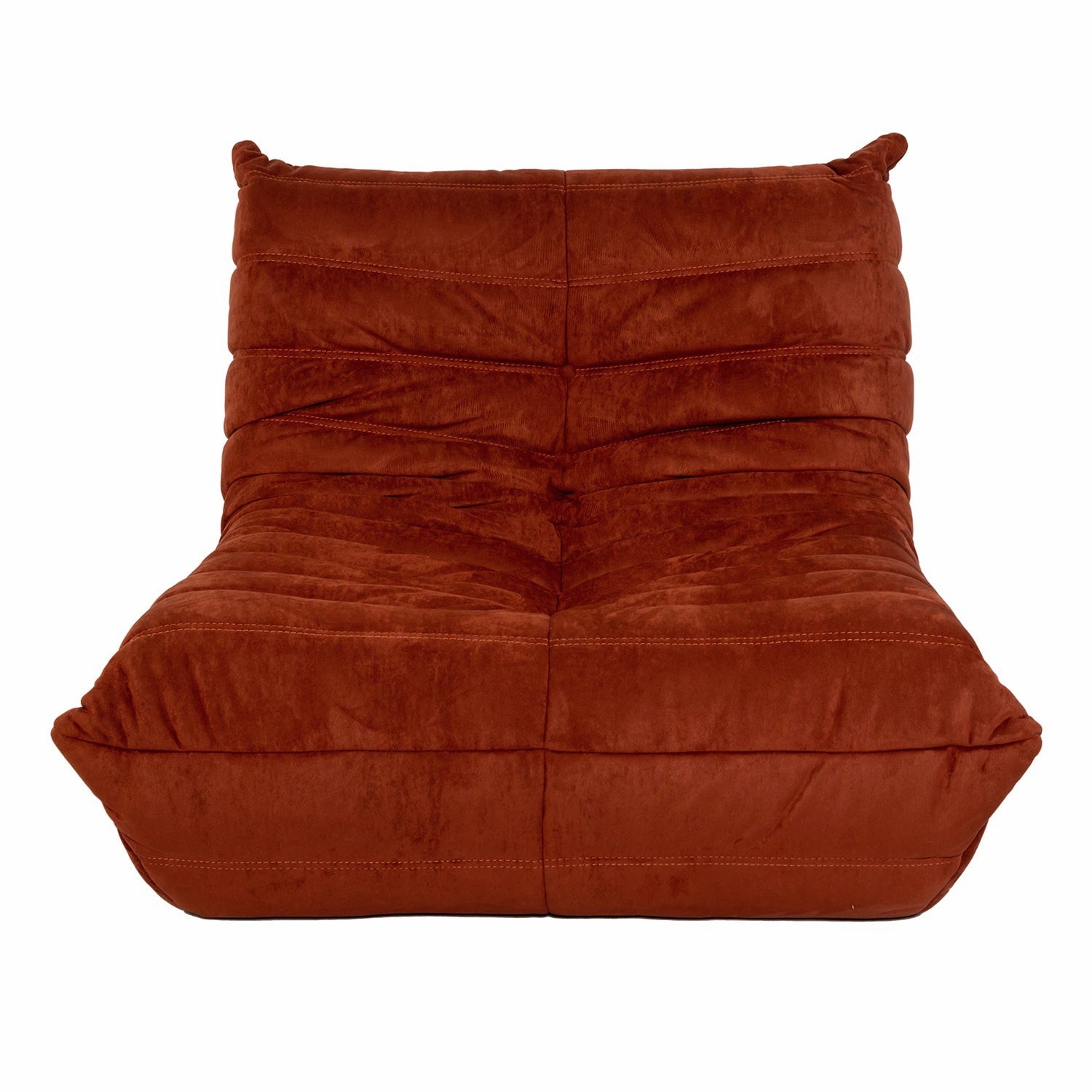 Togo Style Sofa Brick Red Suede 1 Seater
