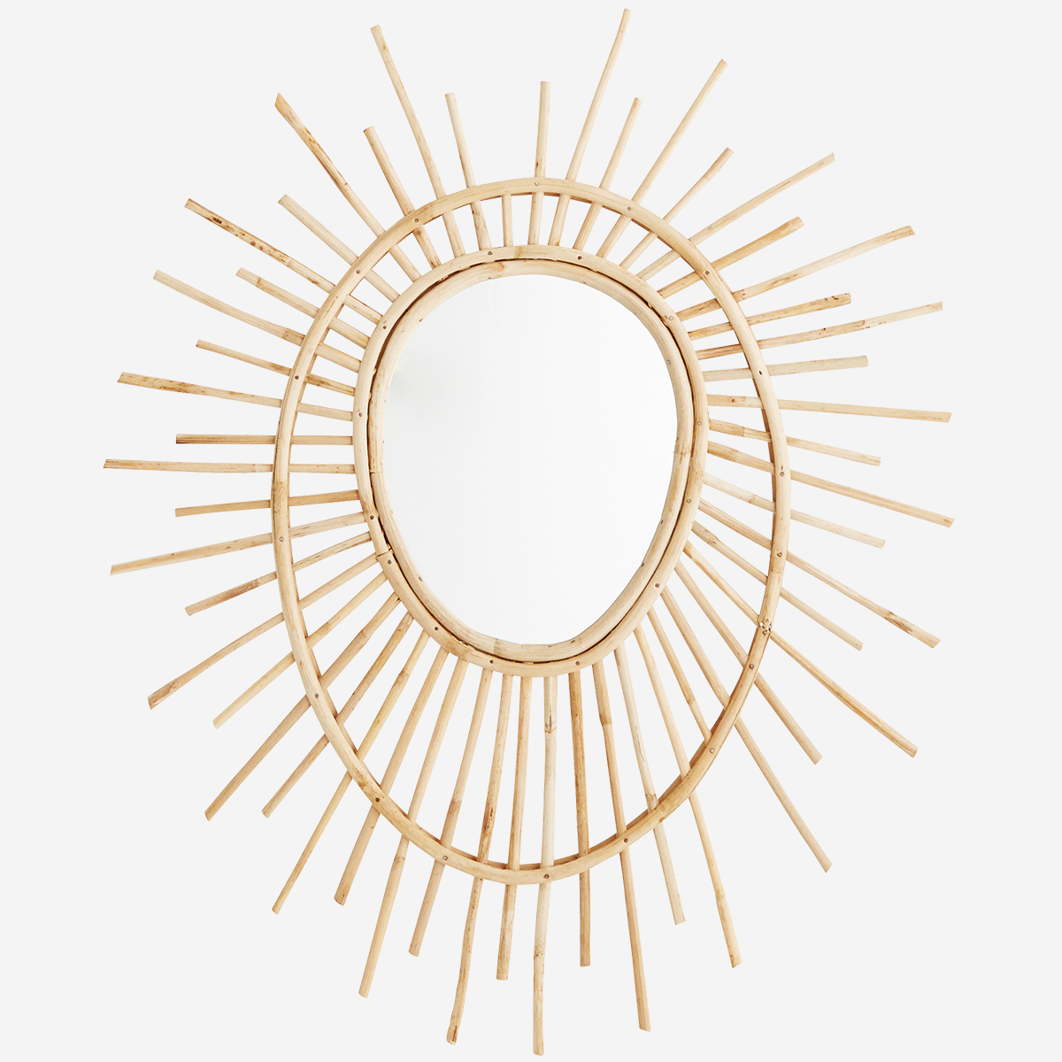 Oval Mirror With Bamboo Frame 70x60 cm - Madam Stoltz