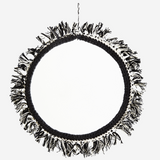 Hanging Mirror With Cotton Fringes D:`25cm- Madam Stoltz