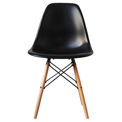 Charles Ray Eames Style DSW Side Chair  Black - Natural Legs