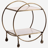 White Marble And Brass Circular Trolley - Madam Stoltz