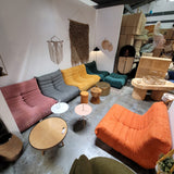 Togo Style Sofa Orange Suede 2 Seater