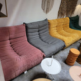 Togo Style Sofa Pastel Pink Corduroy 1 Seater