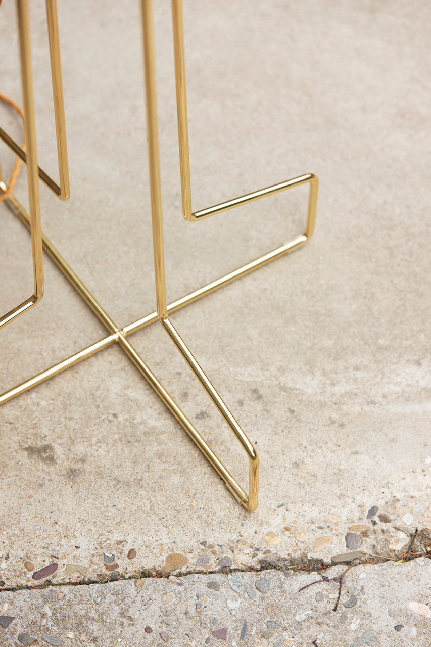 HKliving Metal Wire Floor Lamp Base Brass Stripped Shade