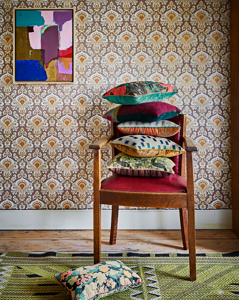 HKliving Printed Satin Cushion Retro (25x40)