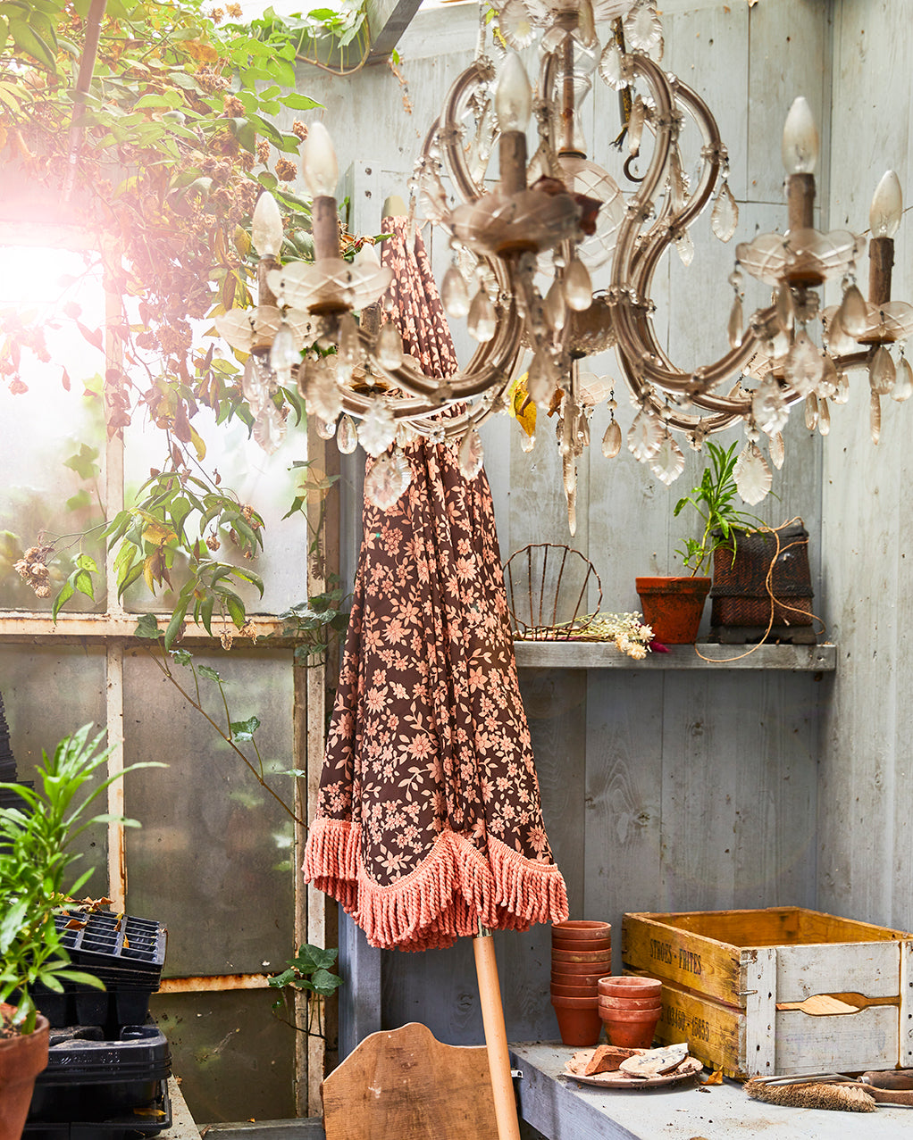 HKliving Beach Umbrella Vintage Floral