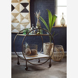 White Marble And Brass Circular Trolley - Madam Stoltz