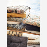 Printed cotton Seat Pad Stone/Dark blue/Dusty blue. - Madam Stoltz