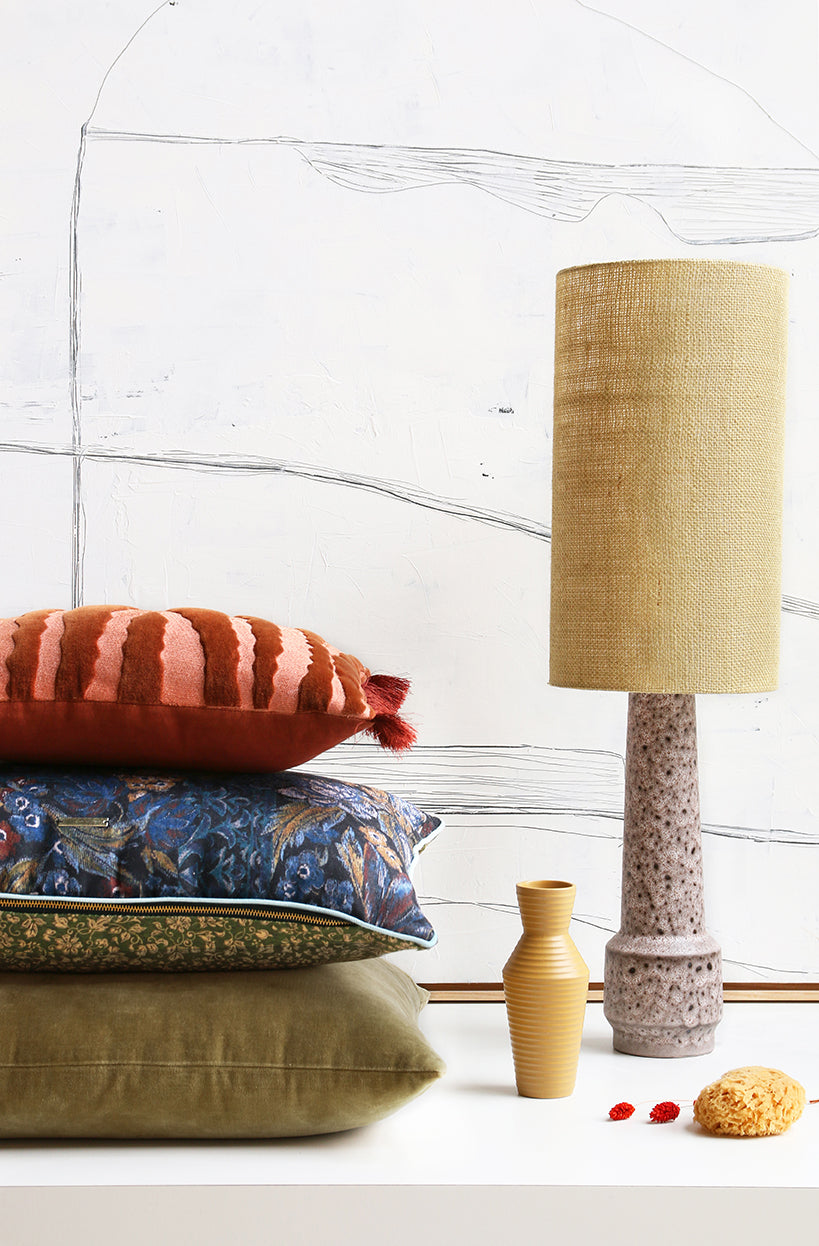 HKliving Jute Cylinder Lamp Shade Jade Green