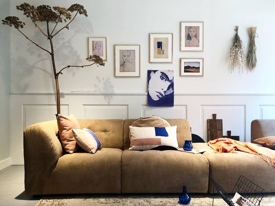 HKliving vint couch: element hocker, corduroy rib, brown