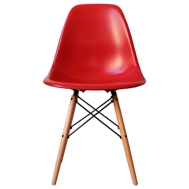Iconic DSW Style Side Chair  Red - Natural Legs