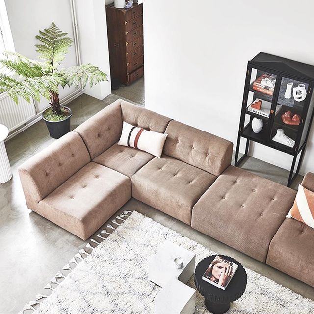 HKliving vint couch: element hocker, corduroy rib, brown