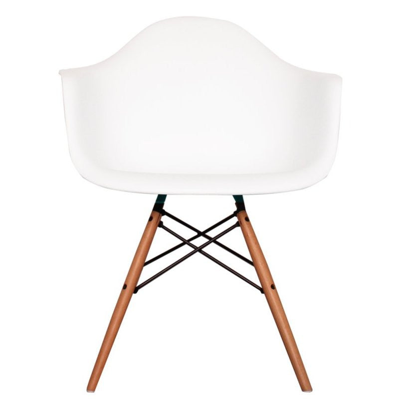 Charles Ray Eames Style DAW Arm Chair - White