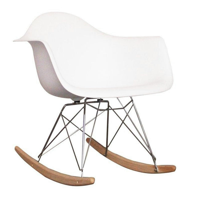 Charles Ray Eames Style RAR Rocking Chair - White