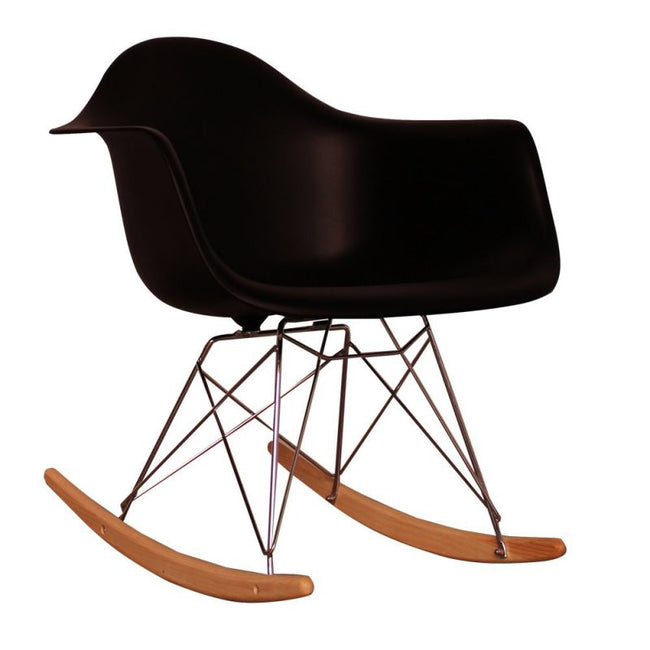 Charles Ray Eames Style RAR Rocking Chair - Black