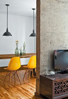 Charles Ray Eames Style DSW Side Chair  Yellow - Natural Legs