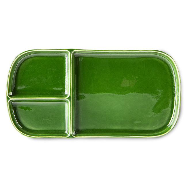 HKliving Ceramic Plate Rectangular Green (SET OF 2)
