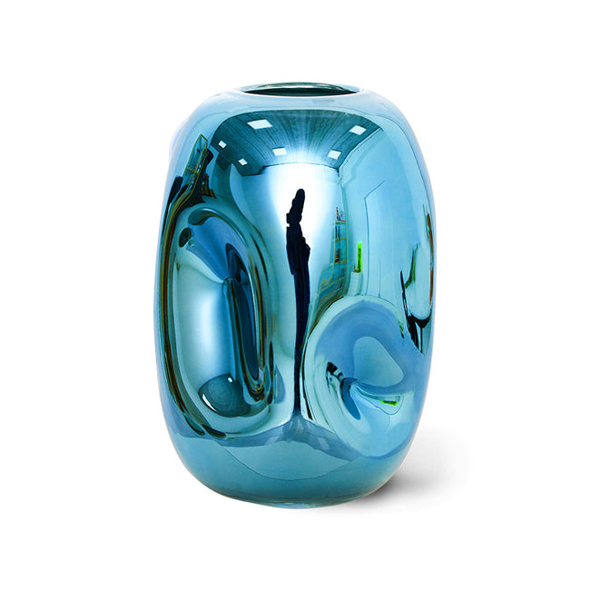 HKliving Blue Chrome Glass Vase
