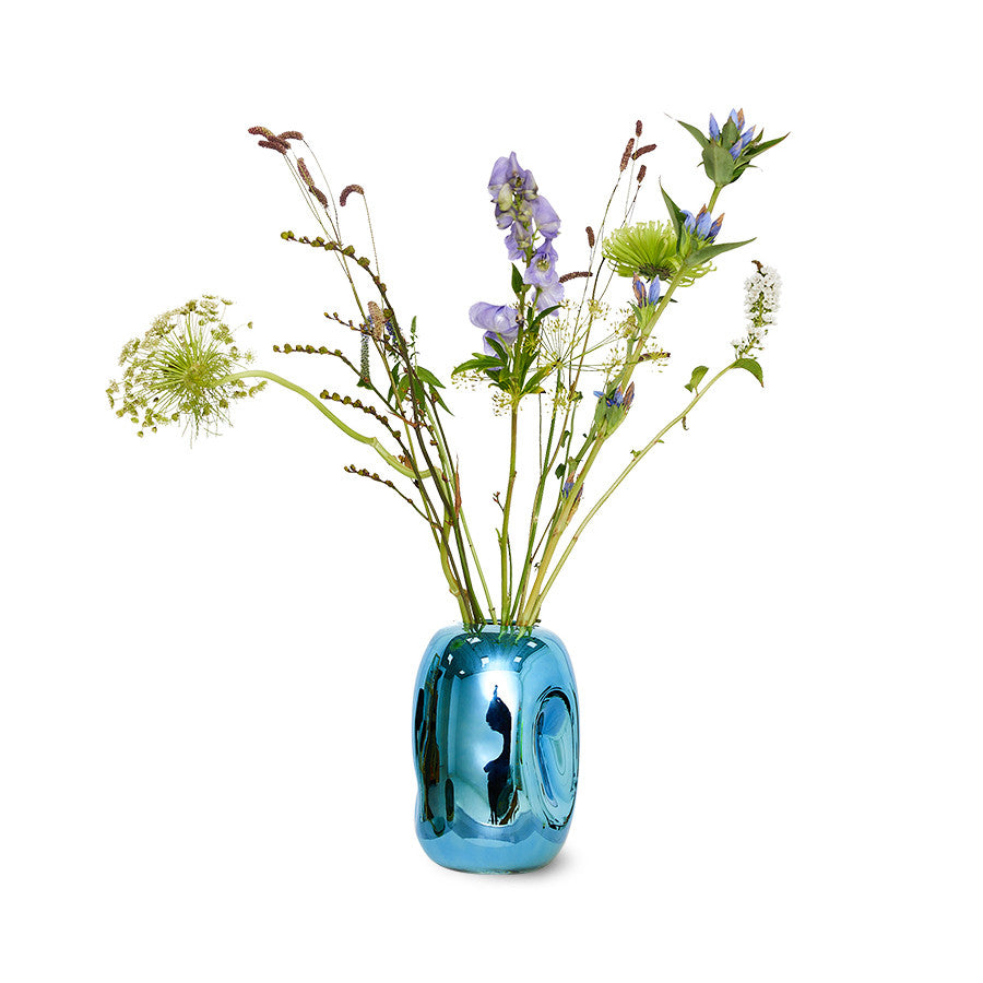 HKliving Blue Chrome Glass Vase