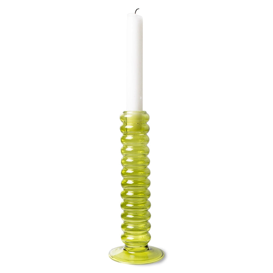 Glass Candle Holder L Lime Green