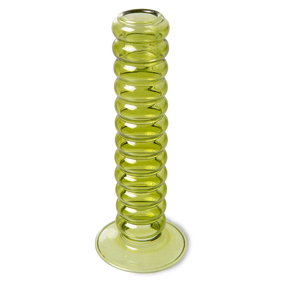 Glass Candle Holder L Lime Green