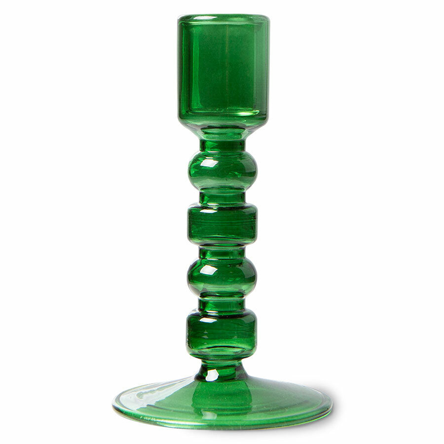Glass Candle Holder M Forest Green