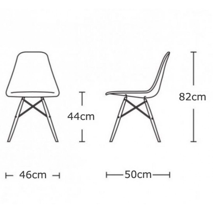 Charles Ray Eames Style DSW Side Chair  Black - Natural Legs