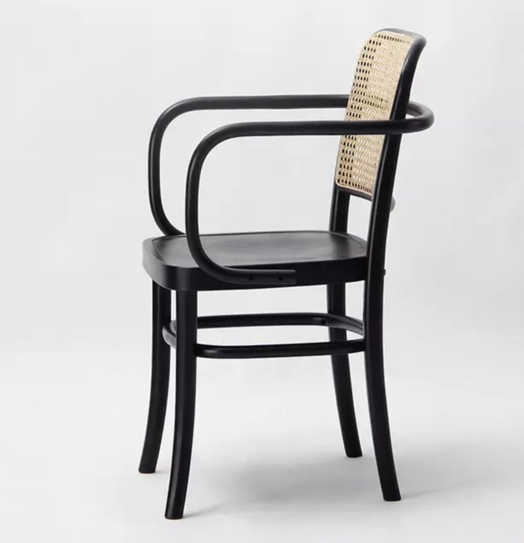 811 Hoffmann Style Armchair with Cane Backrest Black